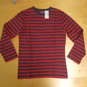 Boys medium Striped red grey long sleeve t-shirt